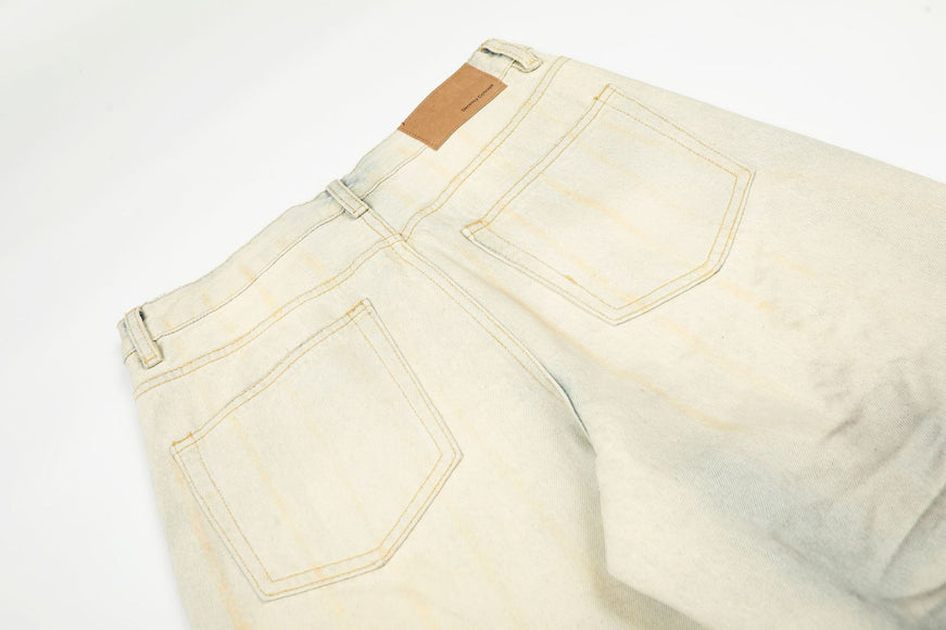 Vintage Blue Cat-Scratch Pattern Loose Fit Unisex Denim Pants