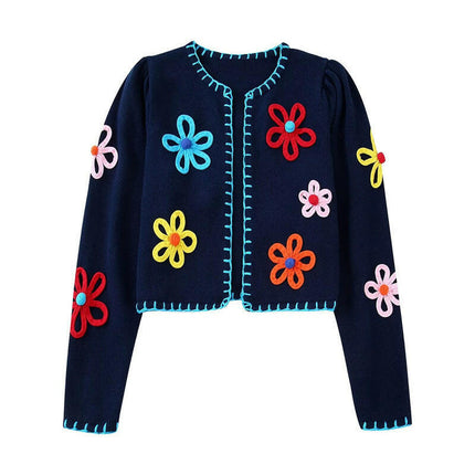 Fresh Autumn Style: Round Neck Flower Cardigan at €62.99