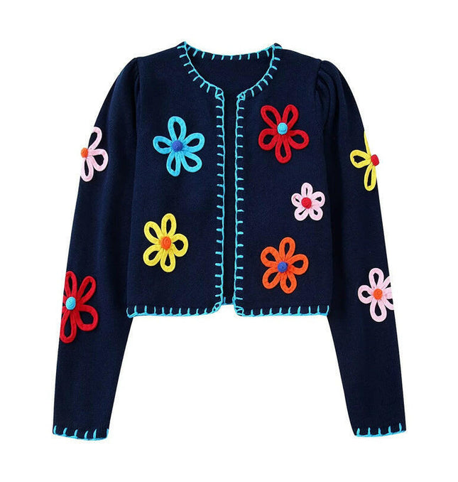 Fresh Autumn Style: Round Neck Flower Cardigan at €62.99