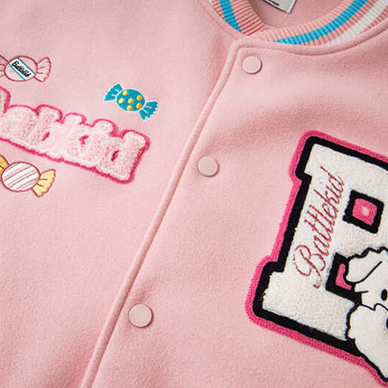 Letter Embroidery Colorblock Jacket