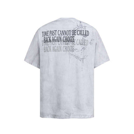 Retro Washed Castle Letter T-Shirt – Loose Fit featuring vintage graphic text on a relaxed-fit cotton tee.
