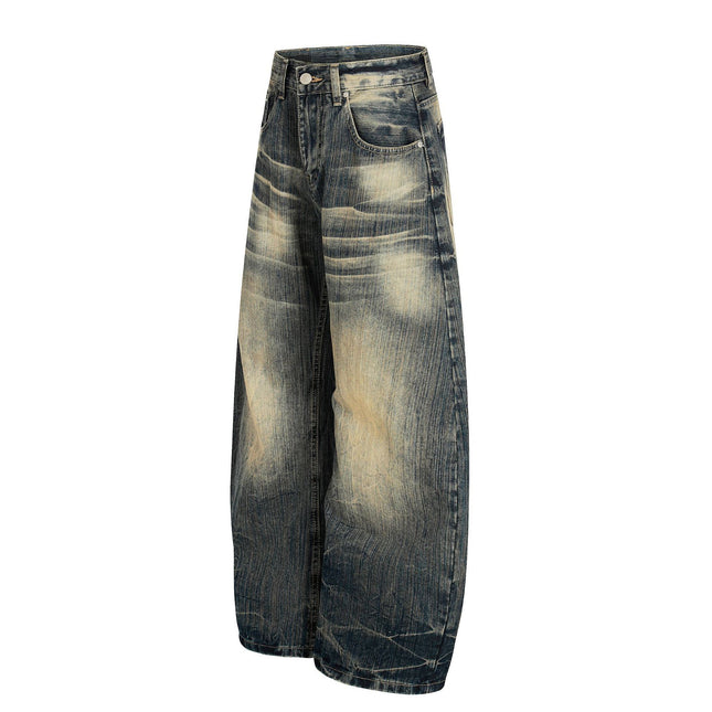 Bamboo Texture Denim Pants - Loose Fit