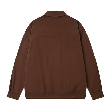 Style Vintage Fun Cartoon Cat Embroidery Patchwork Jacket Coat Unisex Loose Lazy Casual Top