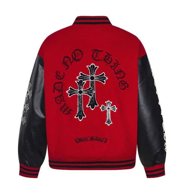 Leather Sleeve Patchwork Jacket styling detail - Premium Streetwear