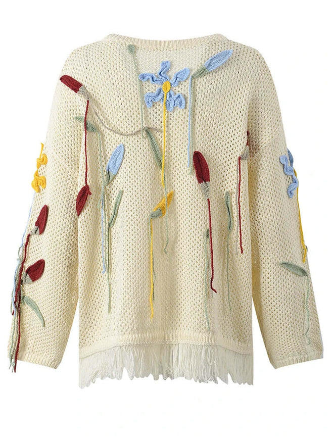 Blue floral lace up knitted with Grozavu logo