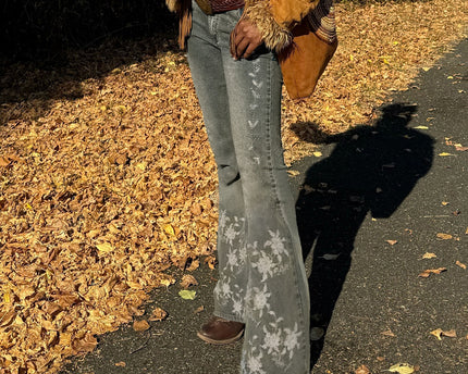 Retro washed spicy girl slim fit micro flared pants