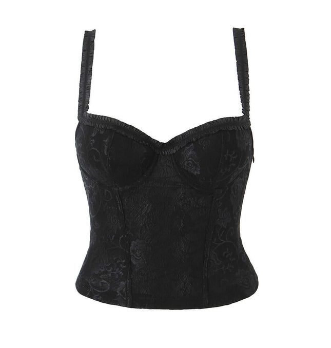 Cinched Lace Fishbone Tank Top