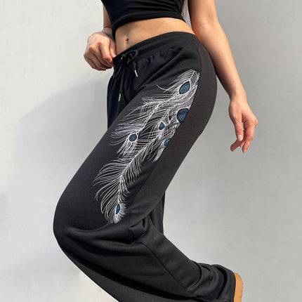 Black sport comfortable versatile casual pants for women