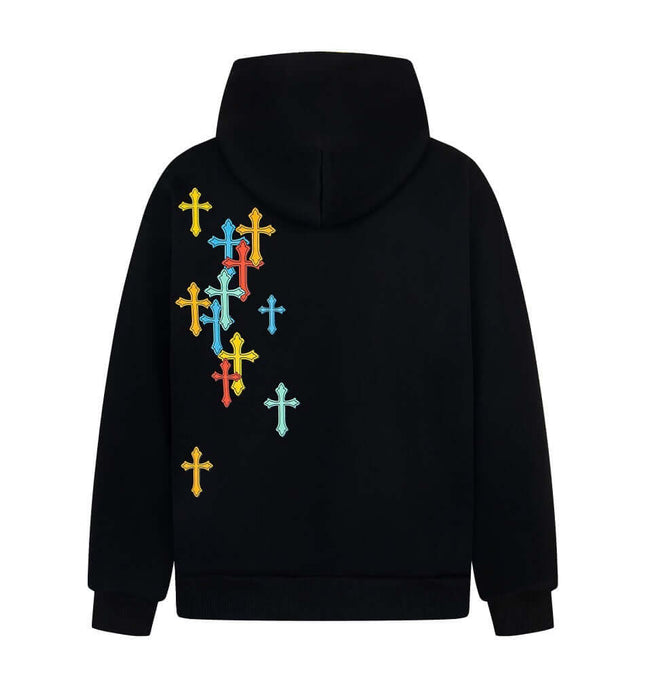 Cross hooded cardigan sweatshirt
