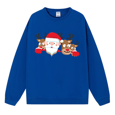 Christmas Reindeer Print Medium-Length Hoodie