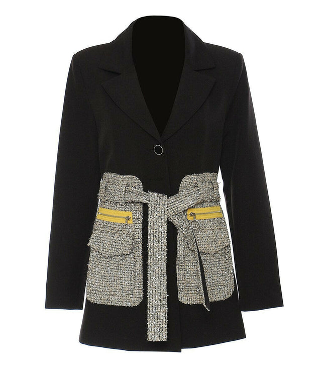 Grozavu's Lace-Up Patchwork Blazer: Fashionable Spring Suit Jacket for Women