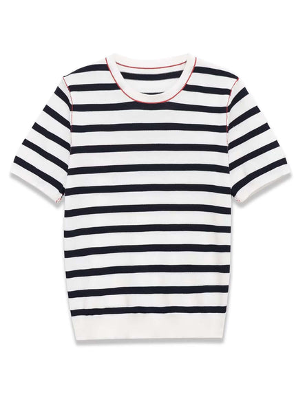 Front view of Paneled Round Neck Sweater - Grozavu brand streetwear