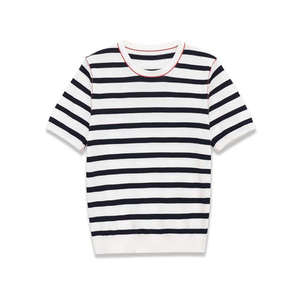 Front view of Paneled Round Neck Sweater - Grozavu brand streetwear