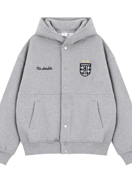 Exclusive Buttoned Cardigan Hooded Sweatshirt Embroidery urban aesthetic - Image 7