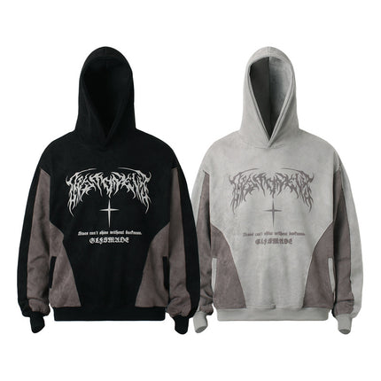 Felpa con Cappuccio Hip-Hop Patchwork Retro – Collo Alto Fit Largo