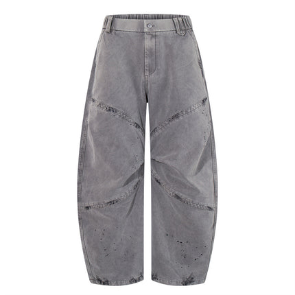 Street Style Men's Pants, Patchwork Distressed Dirty Knife-Pants, Trendy Brand, Casual Loose Fit Men's Trousers