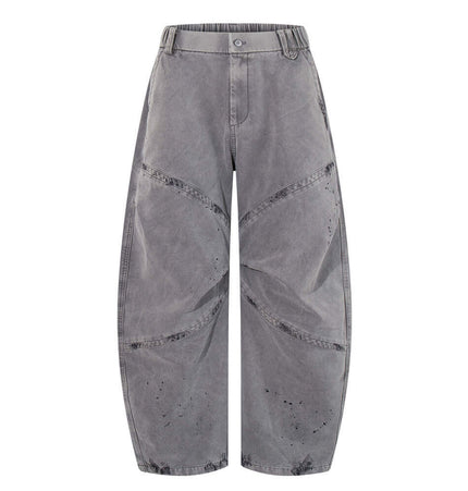 Patchwork Distressed Knife Pants showcasing a unique patchwork design with a distressed finish.