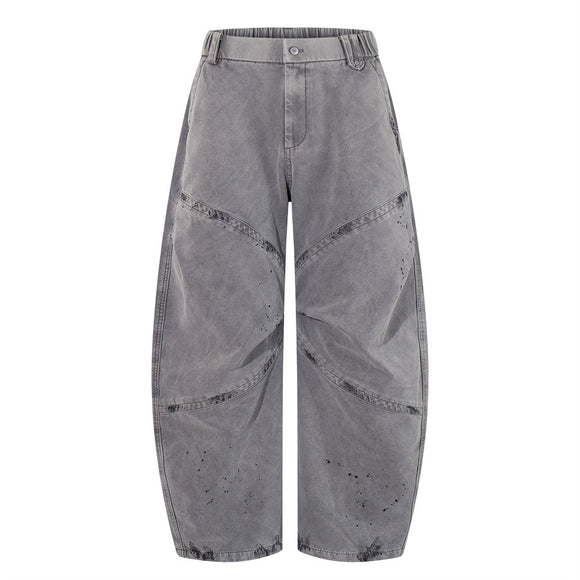 Street Style Men's Pants, Patchwork Distressed Dirty Knife-Pants, Trendy Brand, Casual Loose Fit Men's Trousers