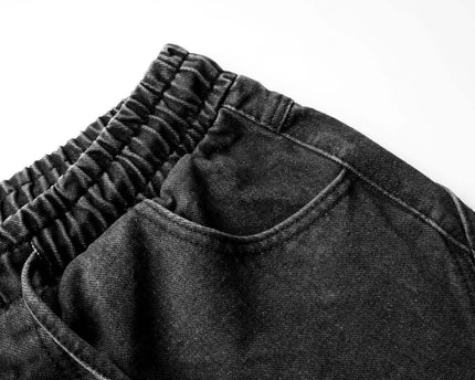 Pantalones de mezclilla reversibles desgastados y plisados de alta calle unisex, de pierna ancha y suelta