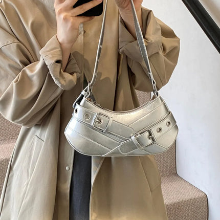 PU Leather Buckle Shoulder Bag