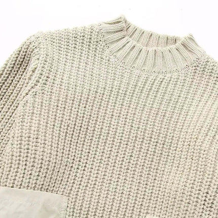 Contrast Cropped Knit Sweater – Slim Fit