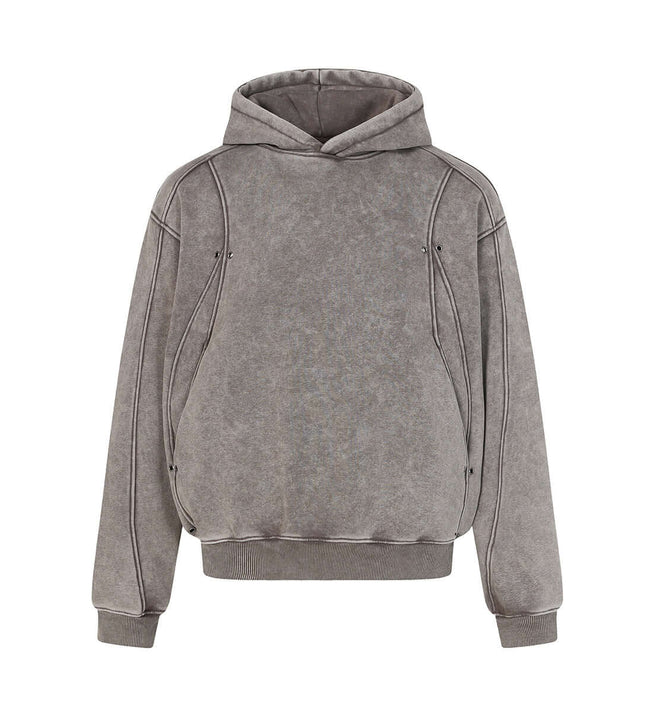 American Retro Washed Hoodie – Loose Fit Flip Collar