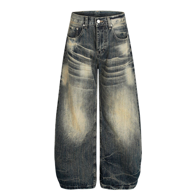 Bamboo Texture Denim Pants - Loose Fit
