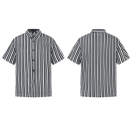 Chemise à manches courtes pour hommes et femmes, col décontracté, style vintage ample