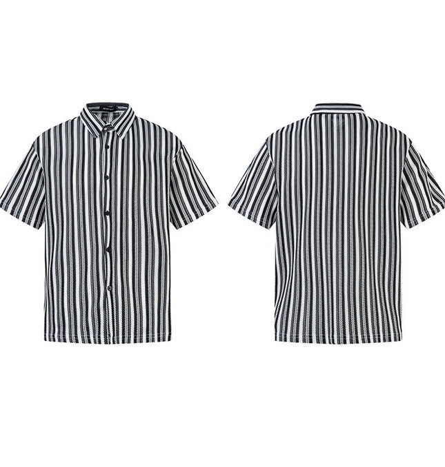 Retro Stripe Short Sleeve Shirt – Loose Fit