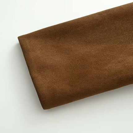 Giacca in Finta Pelle Scamosciata con Collo Alto – Vestibilità Ampia