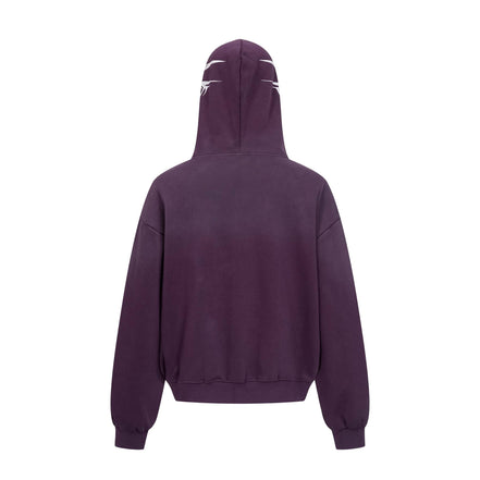 Flame letter zip hoodie | High street streetwear jacket | Unisex loose fit hoodie | Trendy flame print sweatshirt | Casual zip-up hoodie black | Purple streetwear hoodie