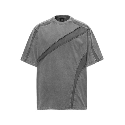 Summer Short sleeved Retro Deconstructed Water Washed Edge T-shirt