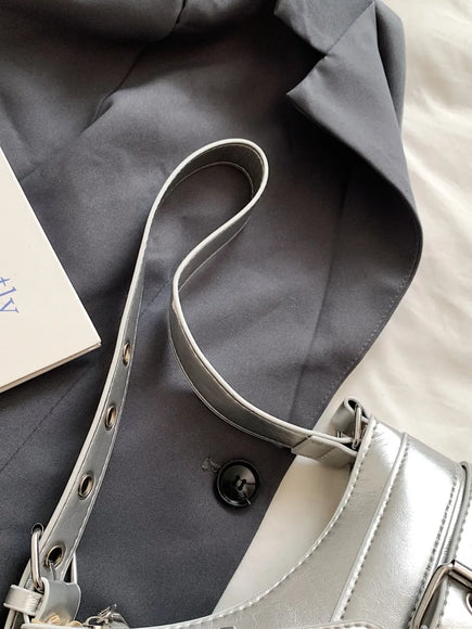 PU-Leder Schnallen Schultertasche