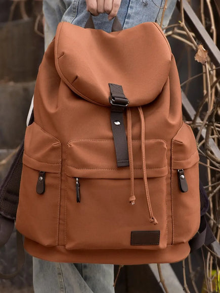 Mehrere Taschen verstellbarer Riemen Canvas Rucksack Tasche