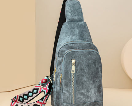 Rucsac Retro Versatil din Piele Moale cu Textură pentru Piept