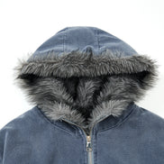 Woolen Collar Cotton Jacket With Fleece