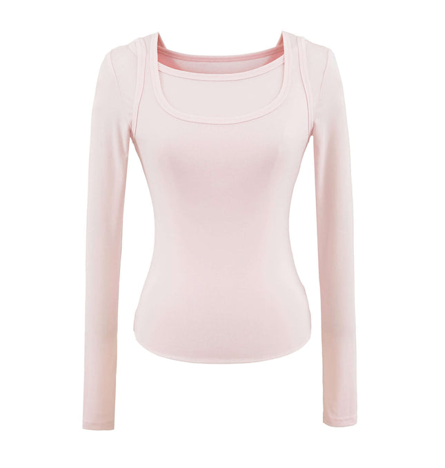Square Neck Slim Fit Long Sleeve Top