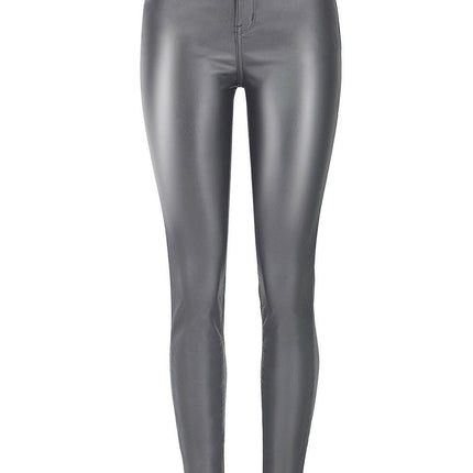 Grozavu Women's High-Waist Grey Faux Leather Skinny Pants at €49.00