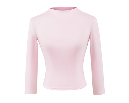 Top cu guler înalt pe jumătate și mâneci trei sferturi