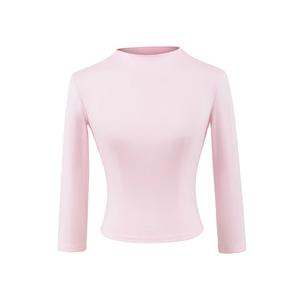 Top de media altura con cuello alto y mangas tres cuartos