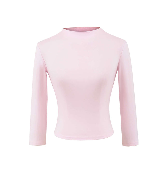 Top de manga alta con cuello alto elástico