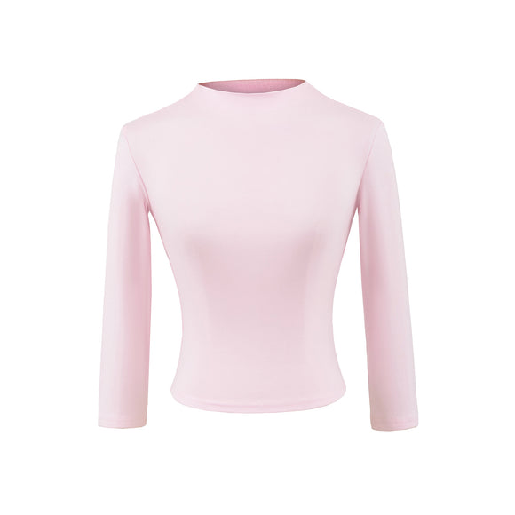 Top de media altura con cuello alto y mangas tres cuartos