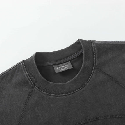 Retro gewaschenes Buchstaben-Druck T-Shirt – lockere Passform