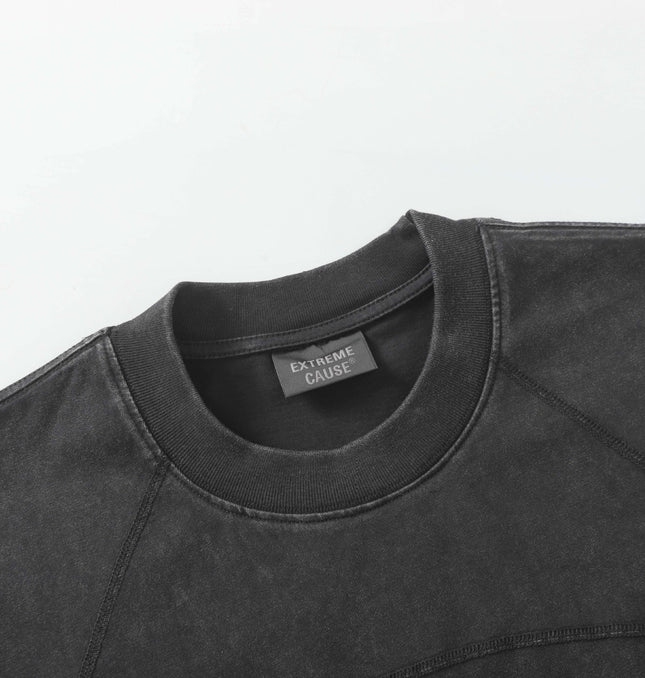 Tricou Retro Spălat cu Imprimare Litere – Croială Largă