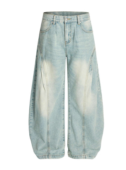 Blue curved knife washed cowboy cleanfit with Grozavu logo