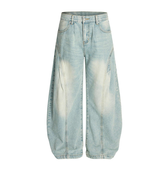 Front view of Curved Knife Washed Cowboy Cleanfit - Grozavu brand streetwear