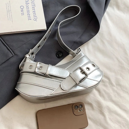 PU Leather Buckle Shoulder Bag