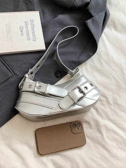 PU-Leder Schnallen Schultertasche