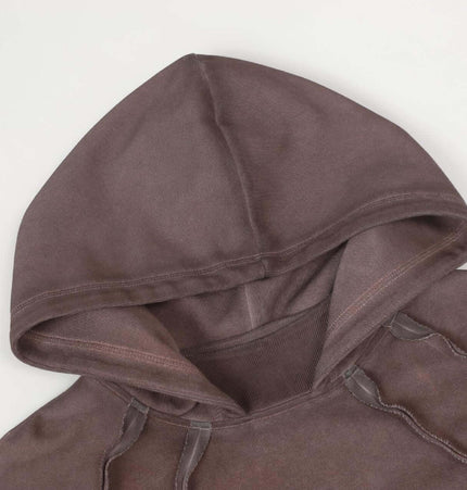 Old Patchwork Hoodie – Loose Fit in brown with a hood detail and relaxed style.