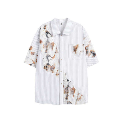 Flame Lace Patchwork Shirt – Loose Fit